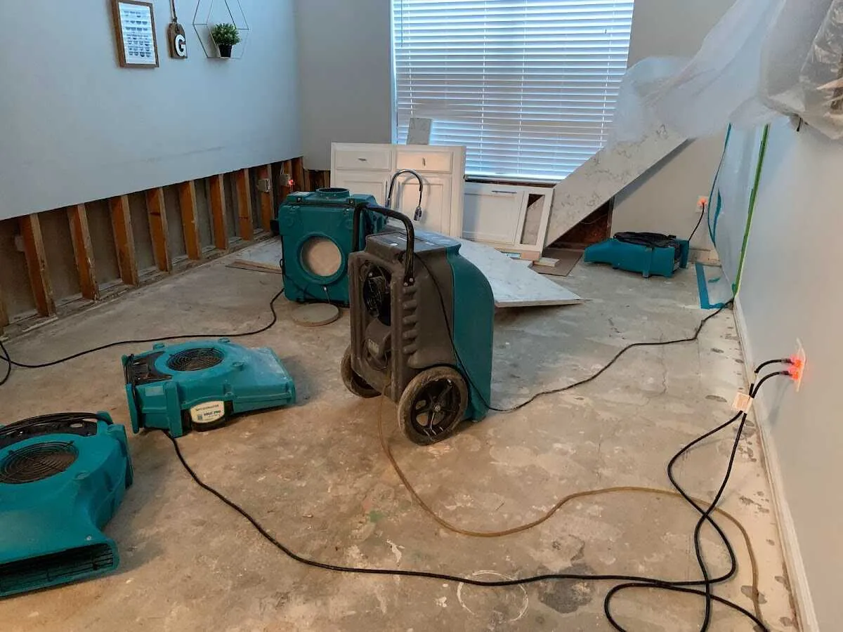Dehumidifier in flood-cut room for Water Extraction & Removal in Port Neches